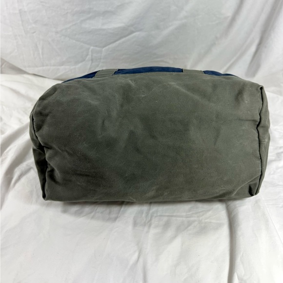 Genuine LL BEAN  Boat & Tote Bag Full Grain Leather Handles vintage Blue Green - Picture 8 of 13